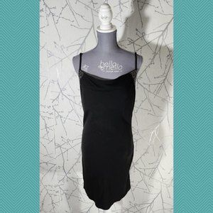 Diesel Black Gold Metallic Detail Strappy Cowl Neck Slip Dress